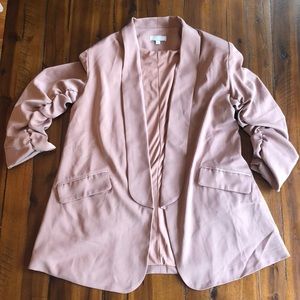 New Mauve Pink Blazer w/ Cinched Sleeve & Pockets
